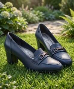 Women’s Elegant Buckle Detail Classic Block Heel Loafers