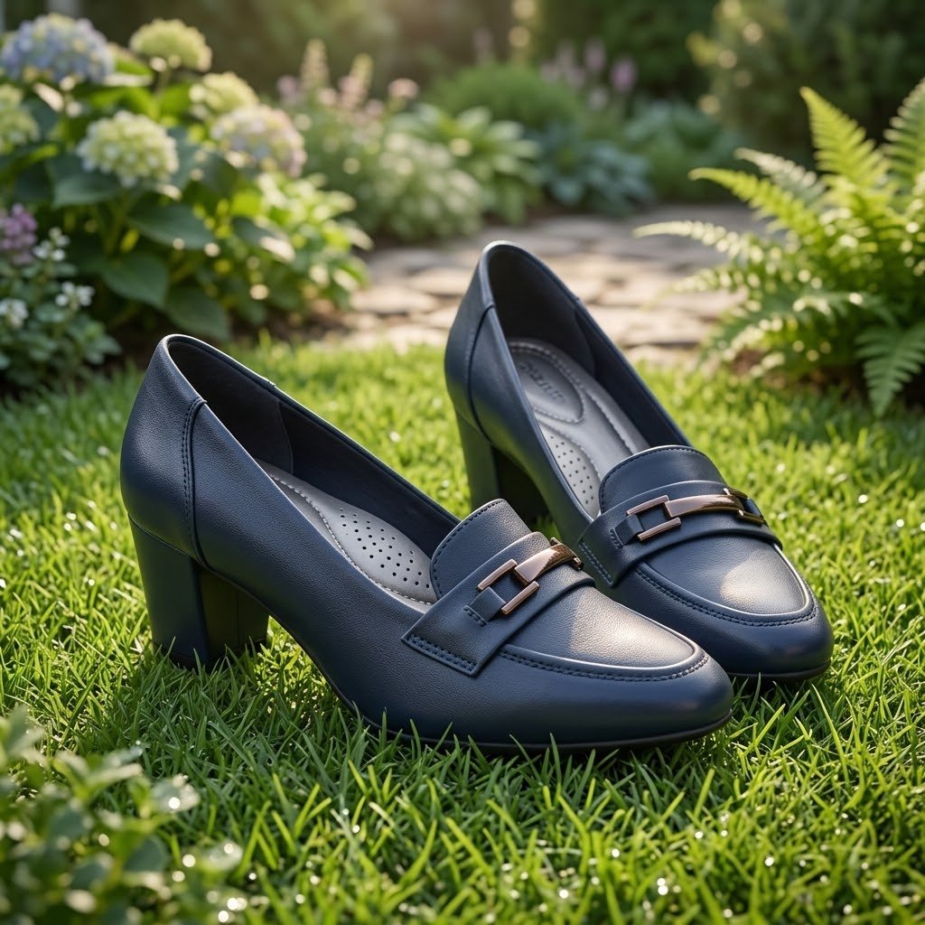 Women’s Elegant Buckle Detail Classic Block Heel Loafers