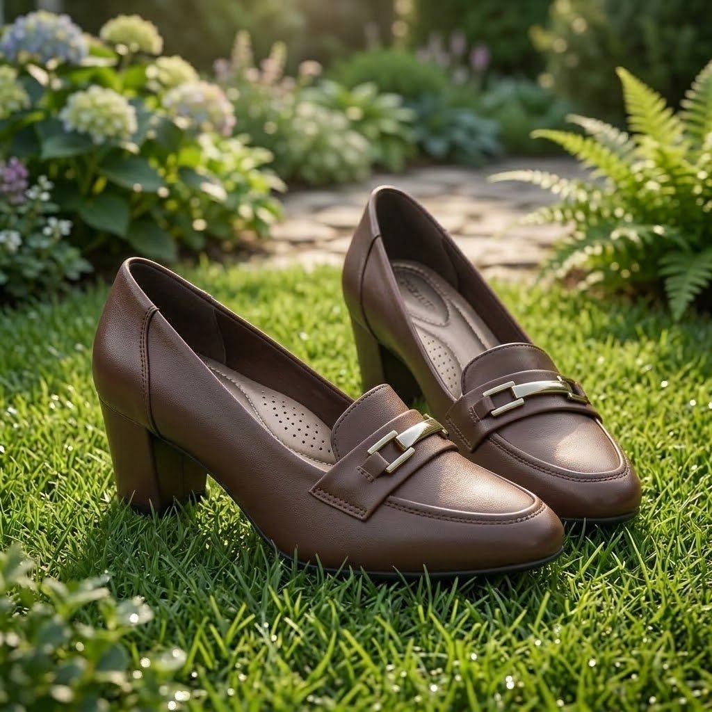 Women’s Elegant Buckle Detail Classic Block Heel Loafers - Image 4