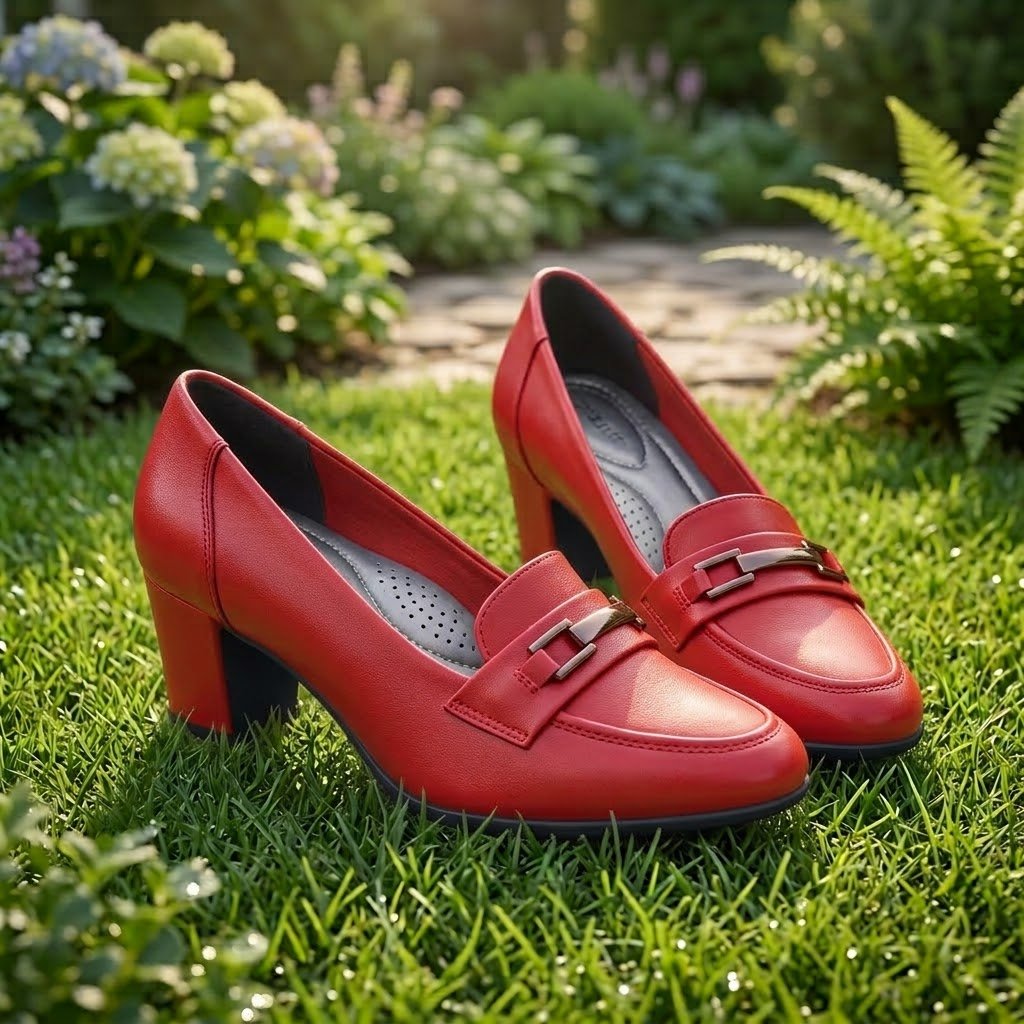Women’s Elegant Buckle Detail Classic Block Heel Loafers - Image 3