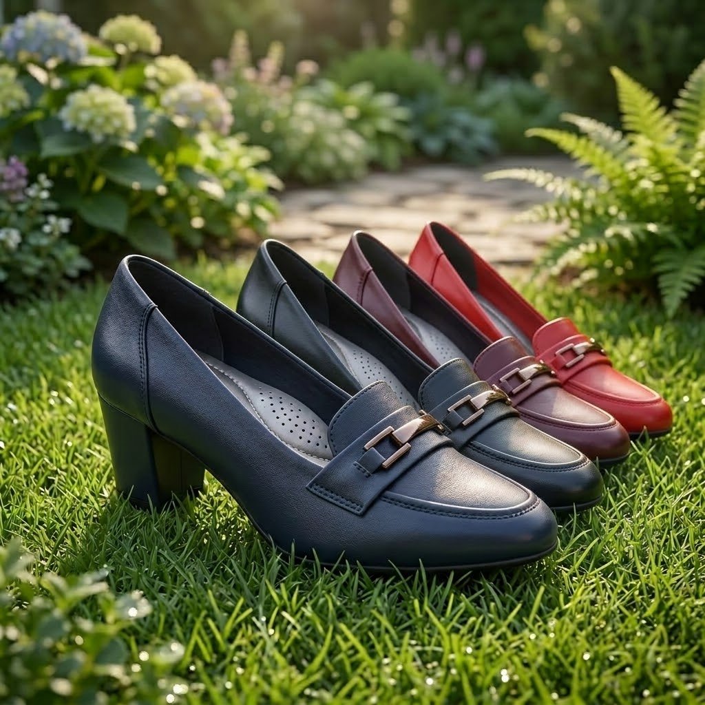 Women’s Elegant Buckle Detail Classic Block Heel Loafers - Image 7