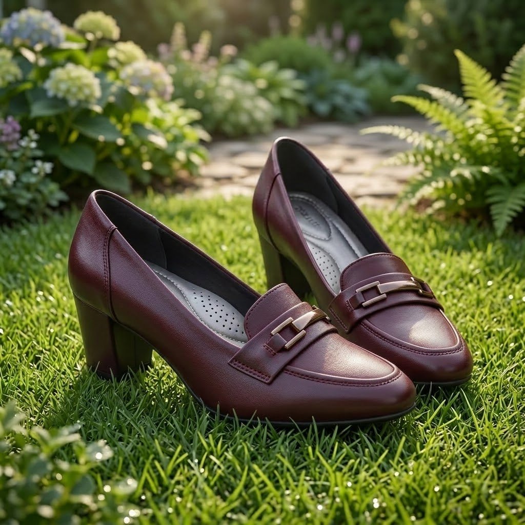 Women’s Elegant Buckle Detail Classic Block Heel Loafers - Image 6