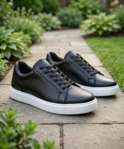 Men's Pebbled Leather Lace-up Chunky Sole Sneakers