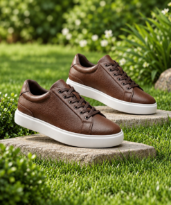 Alternative view of Men's Pebbled Leather Lace-up Chunky Sole Sneakers