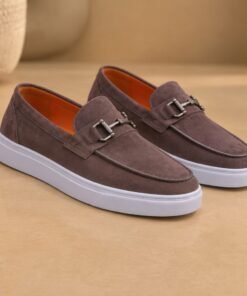 Alternative view of Classy mens suede leather casual top buckle loafer shoes