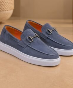 Classy mens suede leather casual top buckle loafer shoes