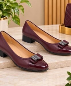 Alternative view of Women's Classic Block heel Pumps with Metallic Bow Detail